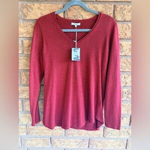 4/$25 • Rosebud Deep Red V-neck Long‎ Sleeve Sweater Top